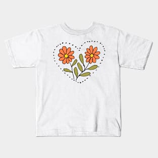 Pink flower heart Kids T-Shirt